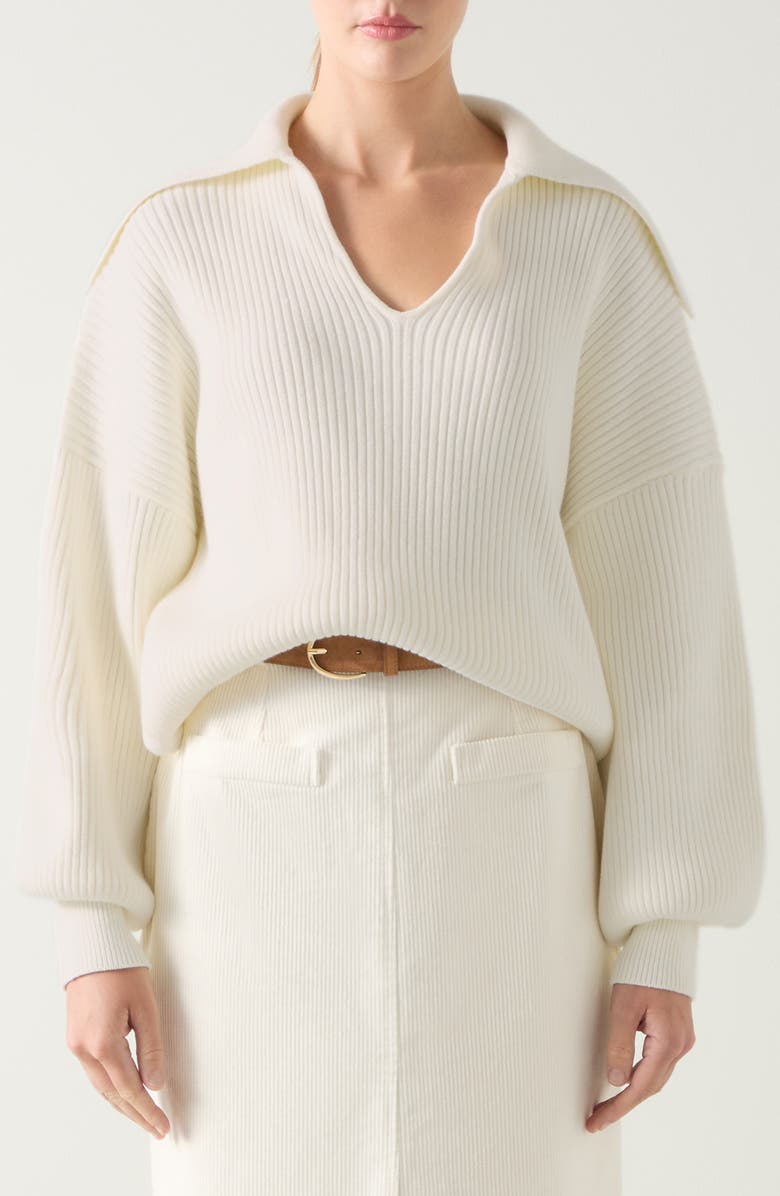 LK Bennett Polly Oversize Rib Top, Main, color, Cream