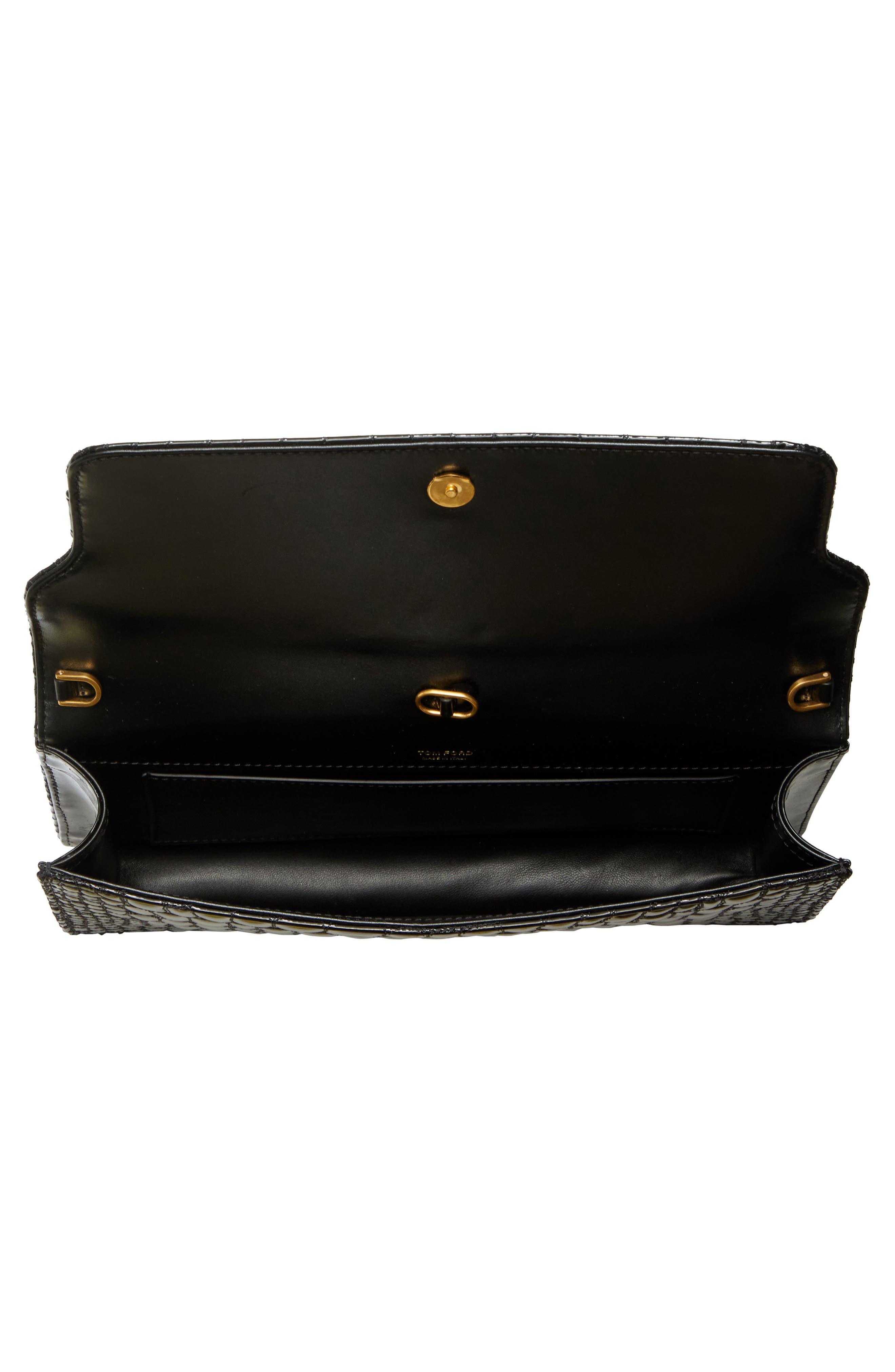 TOM FORD Small Croc Embossed Patent Leather Shoulder Bag, Alternate, color, 