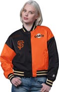 STARTER Women's Starter Orange/Black San Francisco Giants Offside Cropped Full-Snap Varsity Jacket