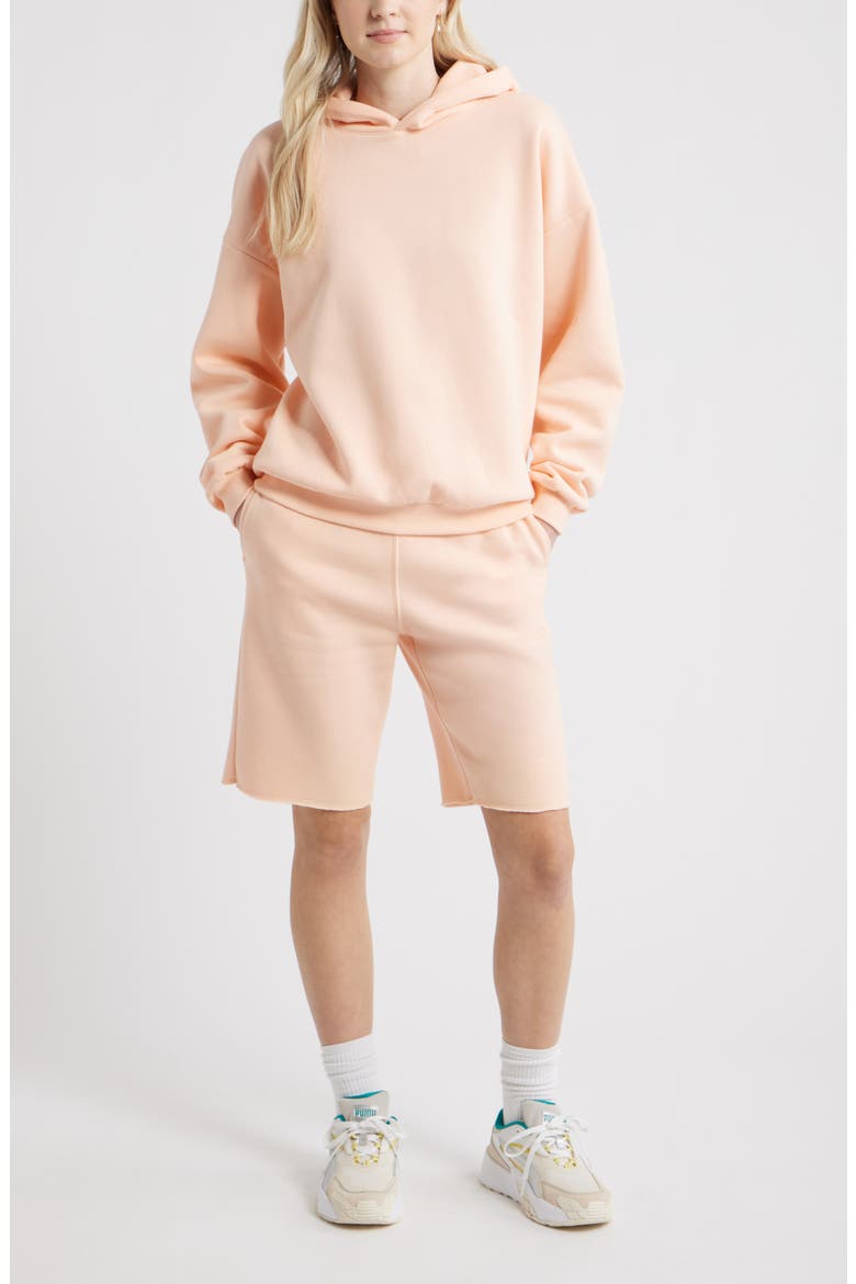 Relaxed Fleece Hoodie, Alternate, color, CORAL MORNING