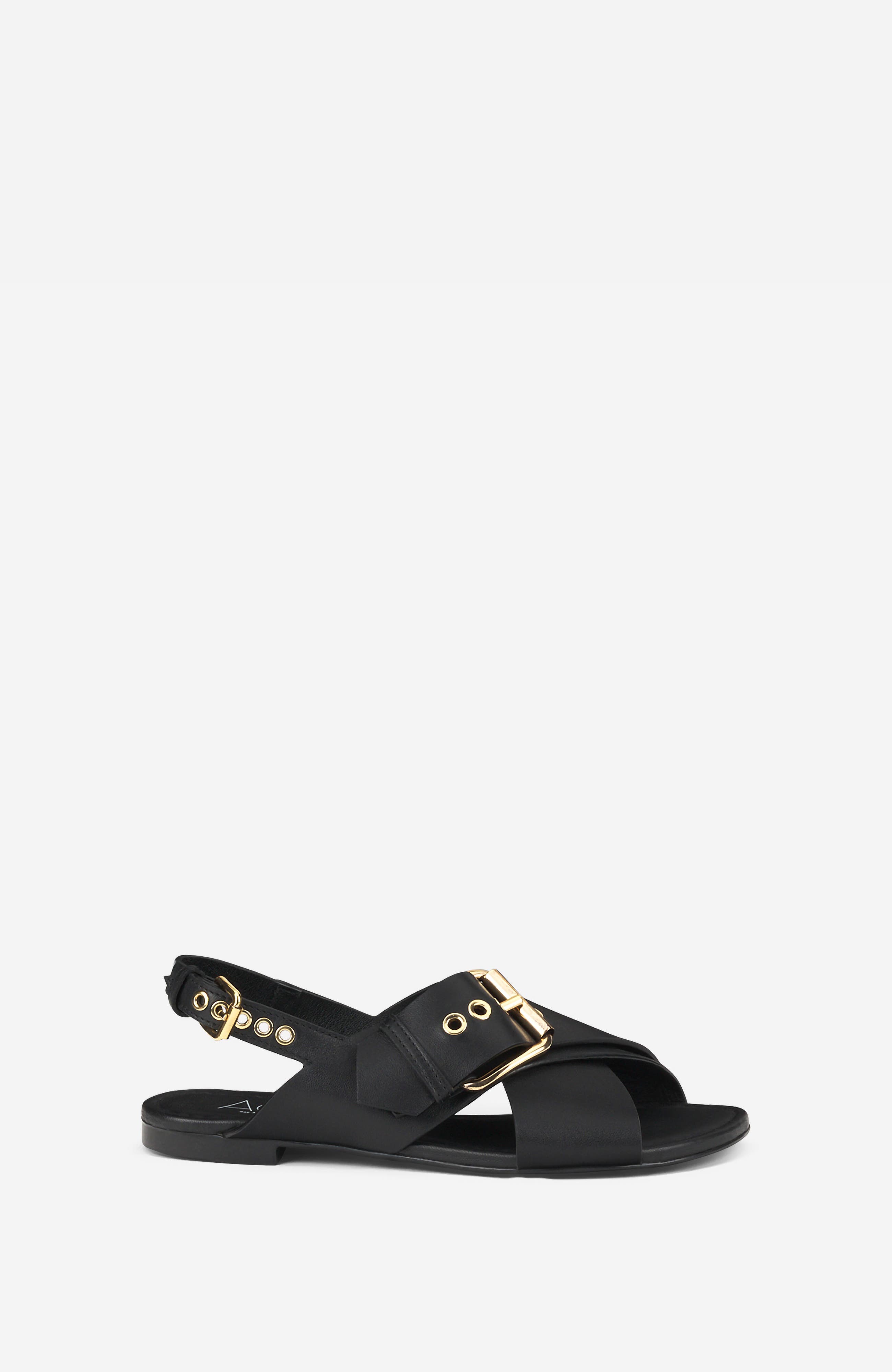 AGL Summer Criss Cross Sandal, Main, color, Black Nappa