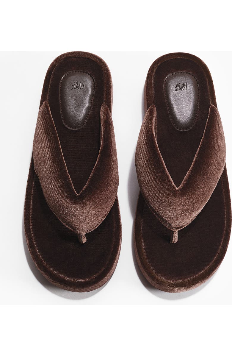 H&M Velour Flip-flops, Alternate, color, Dark Brown