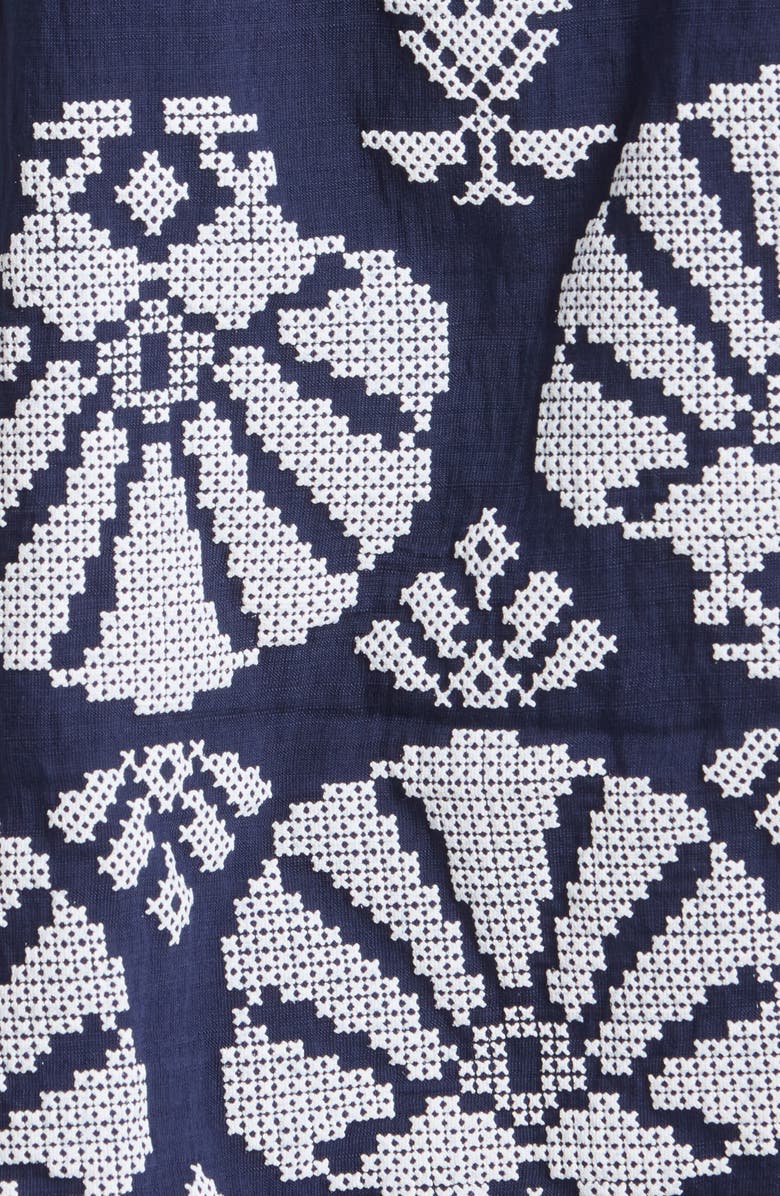 CeCe Geometric Print Midi Sundress, Alternate, color, Mood Indigo