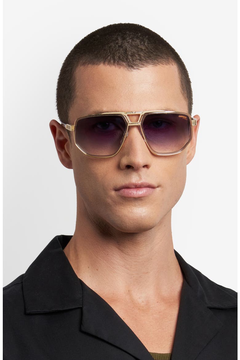 61mm Gradient Geometric Square Sunglasses, Alternate, color, GREY/ GREY SF GD SP