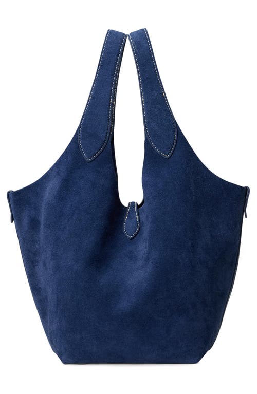 Polo Ralph Lauren Medium Polo Play Suede Tote In Blue
