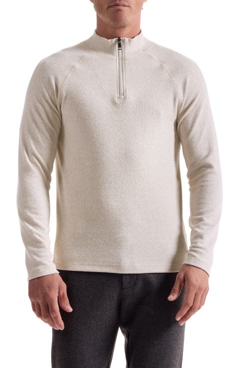Brushed Cotton Blend Quarter Zip Pullover