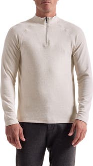 Bugatchi Brushed Cotton Blend Quarter Zip Pullover
