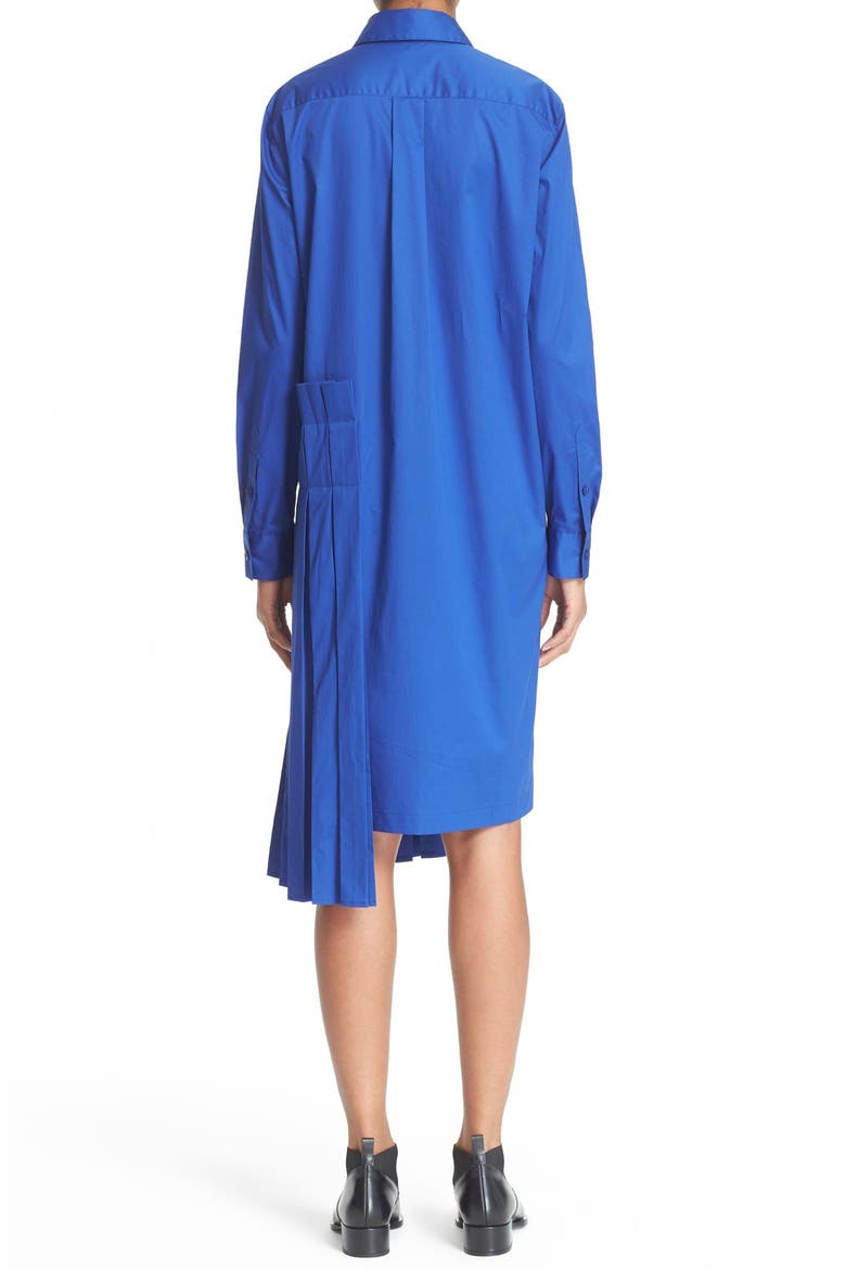Pleat Detail Cotton Shirtdress, Alternate, color, BLUE