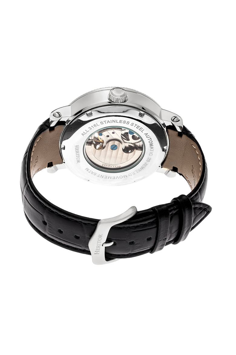Aries Skeleton Dial Bracelet Watch, Alternate, color, Black/White
