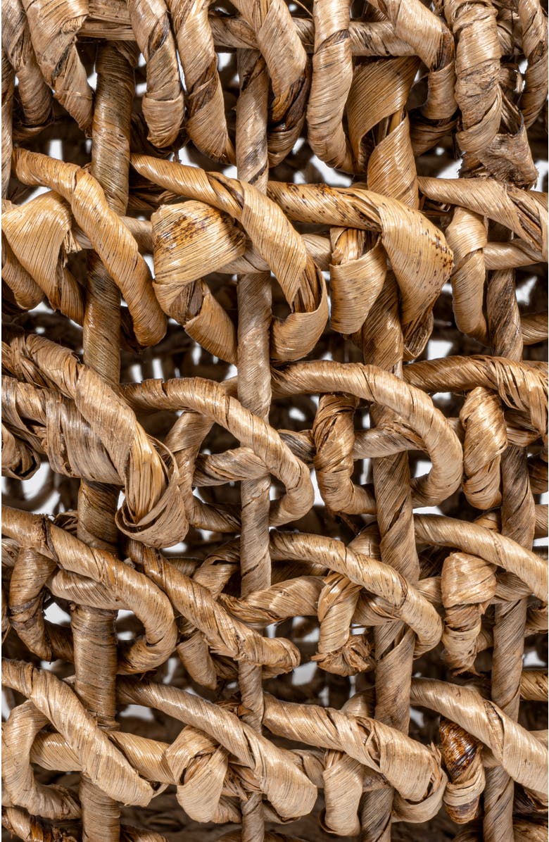 JONATHAN Y Sage 21" Rustic Bohemian Barrel-Style Abaca/Iron Handwoven Stool, Alternate, color, Brown