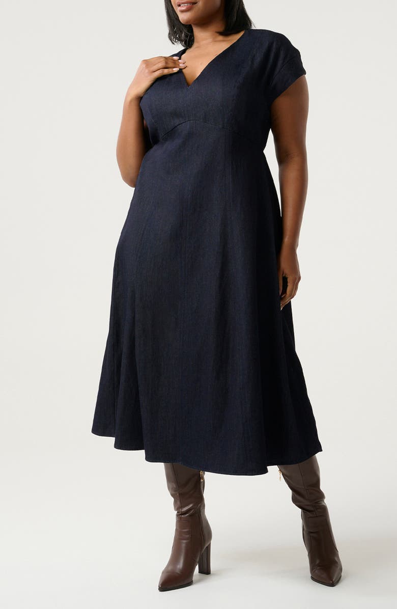 Estelle Abbie Fit 
Flare Cotton Midi Dress, Alternate, color, Indigo Noir
