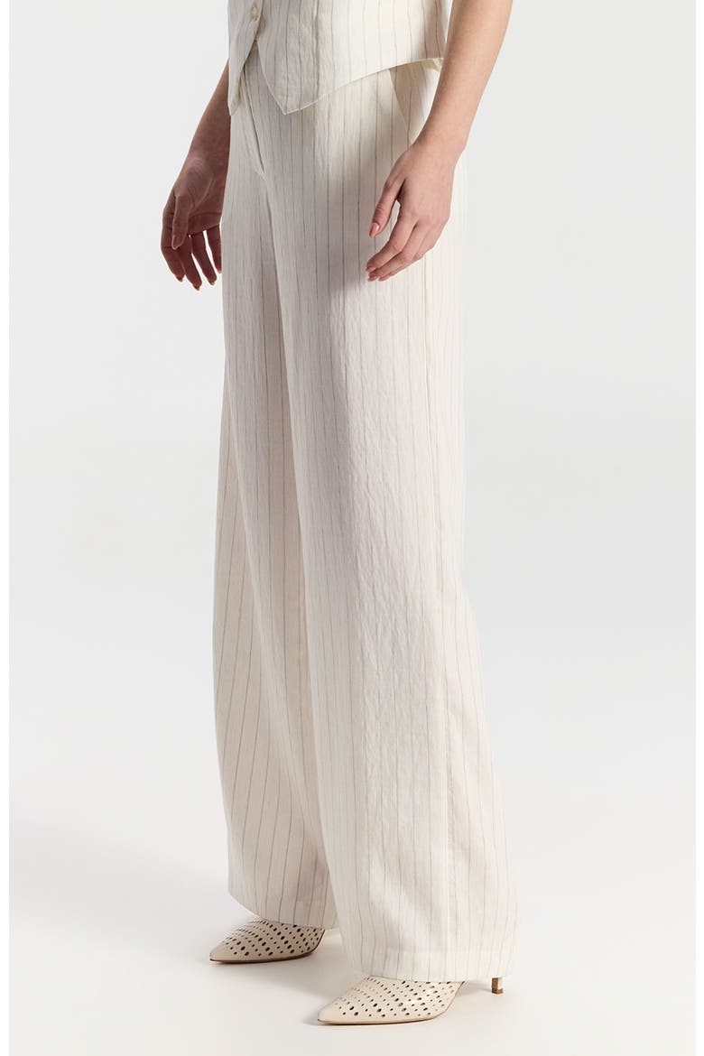 Liana High Waist Pinstriped Tailored Trousers, Alternate, color, White With Gray Pinstripes