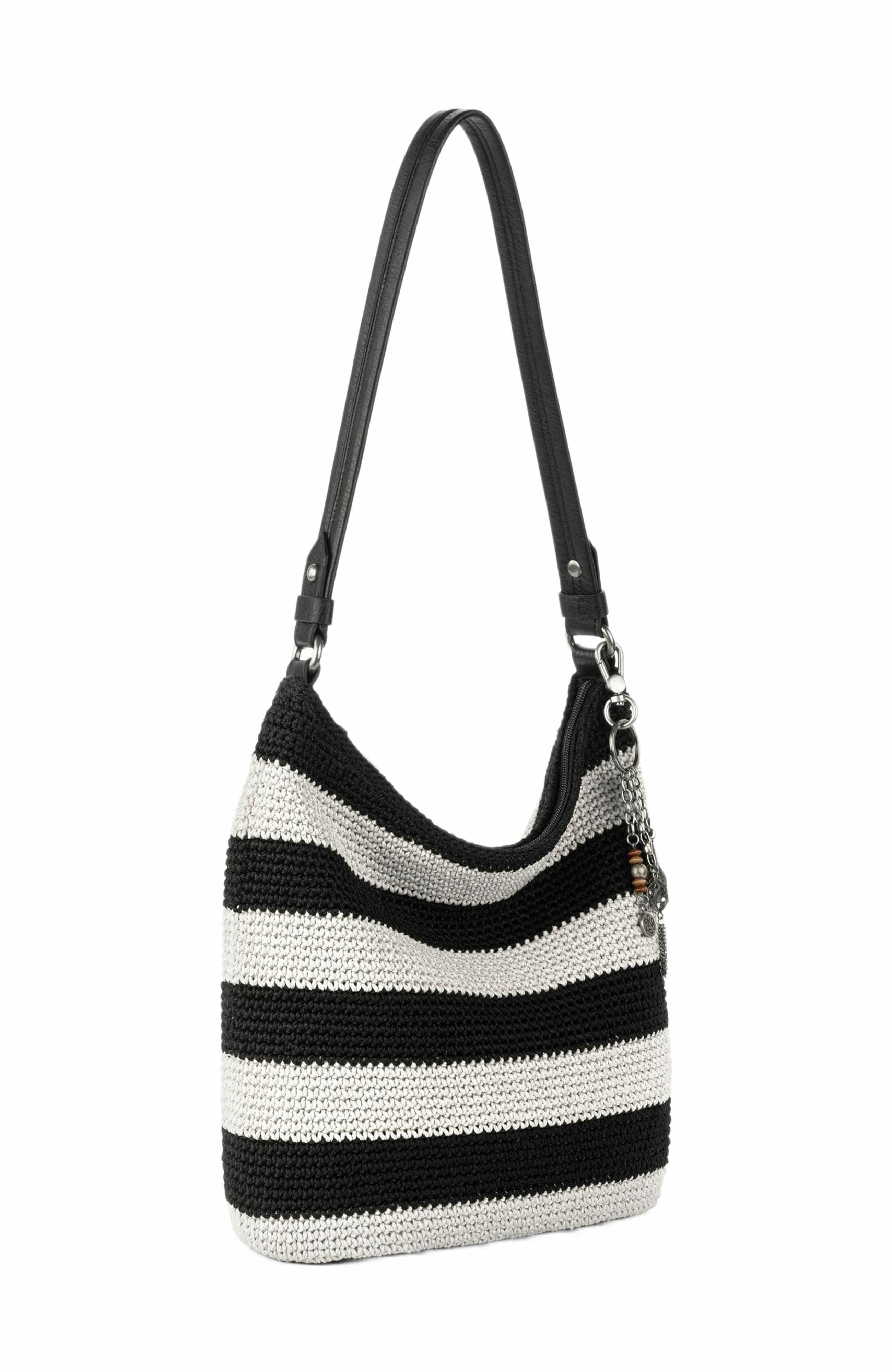 The Sak Sequoia Hobo Leather Bag, Alternate, color, Black Stripe