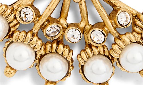 Cz By Kenneth Jay Lane Faux Pearl & Crystal Drop Earrings In Polished Gold
