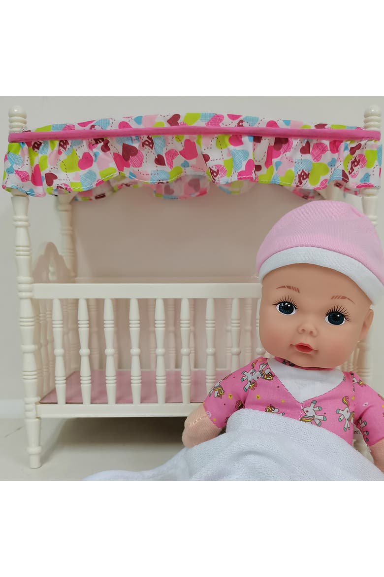 Canopy Crib With Toy Doll, Alternate, color, Multicolored
