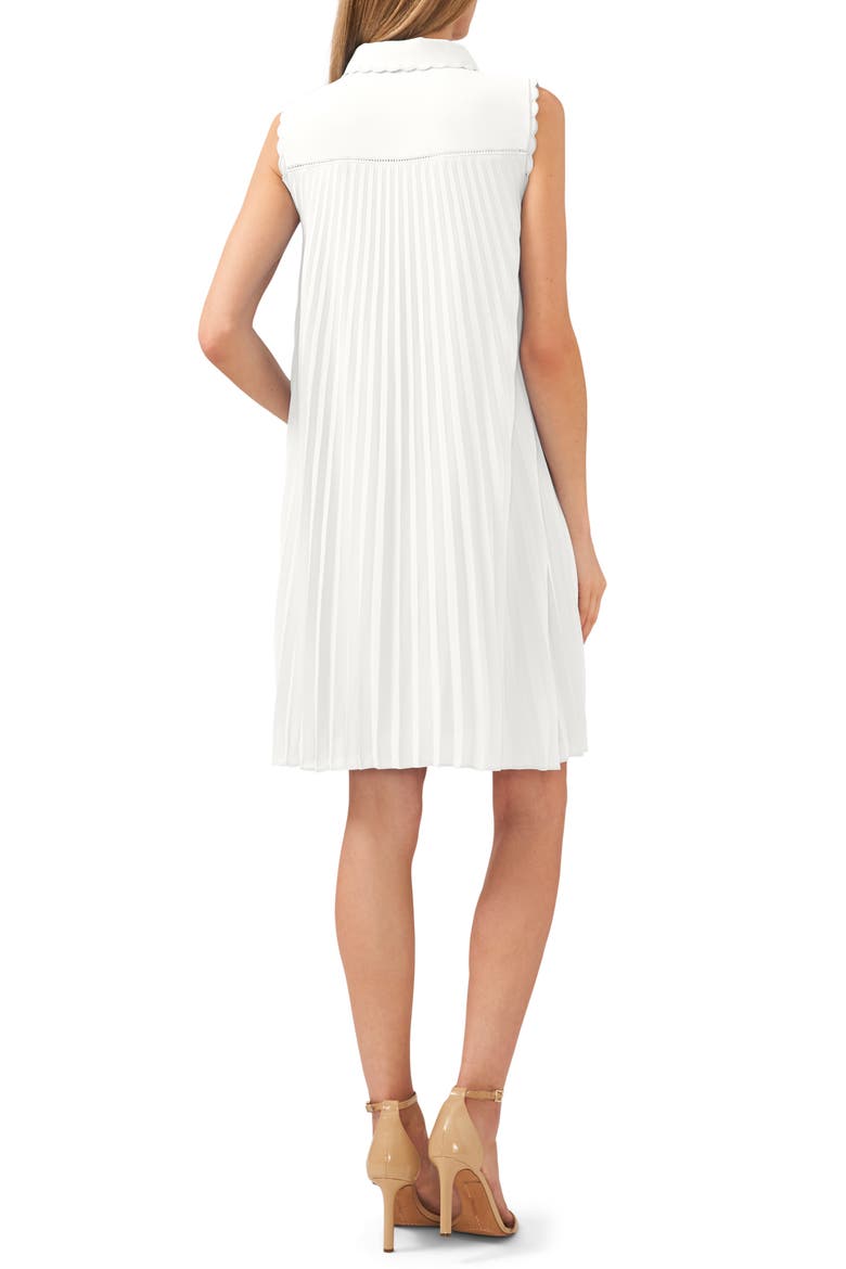 Scalloped Pleated Shirtdress, Alternate, color, NEW IVORY