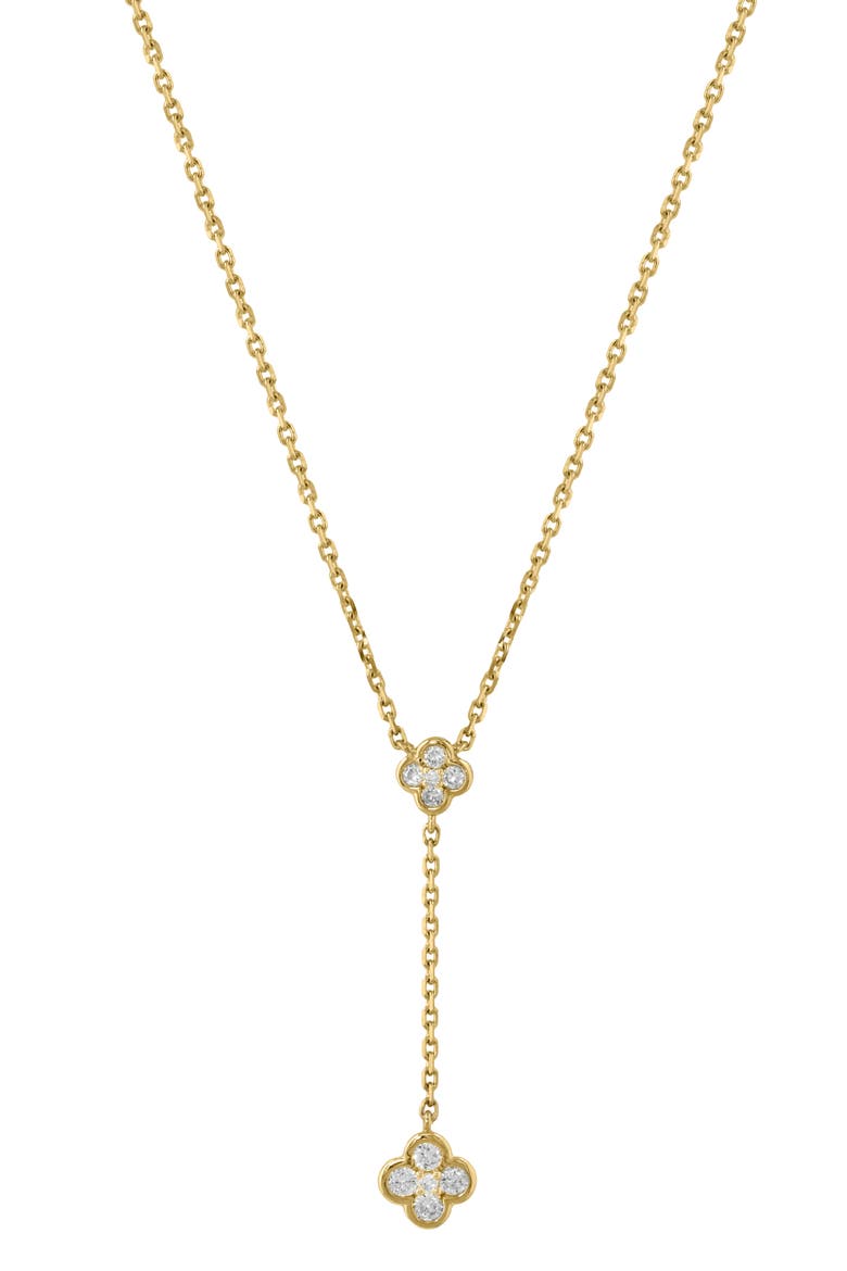 Diamond Clover Y-Necklace, Main, color, WHITE