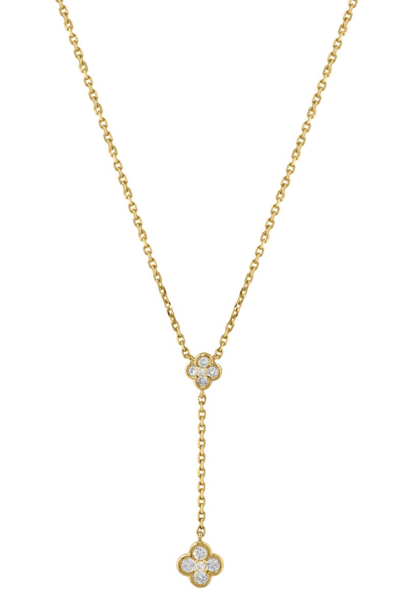 EFFY Diamond Clover Y-Necklace, Main, color, White