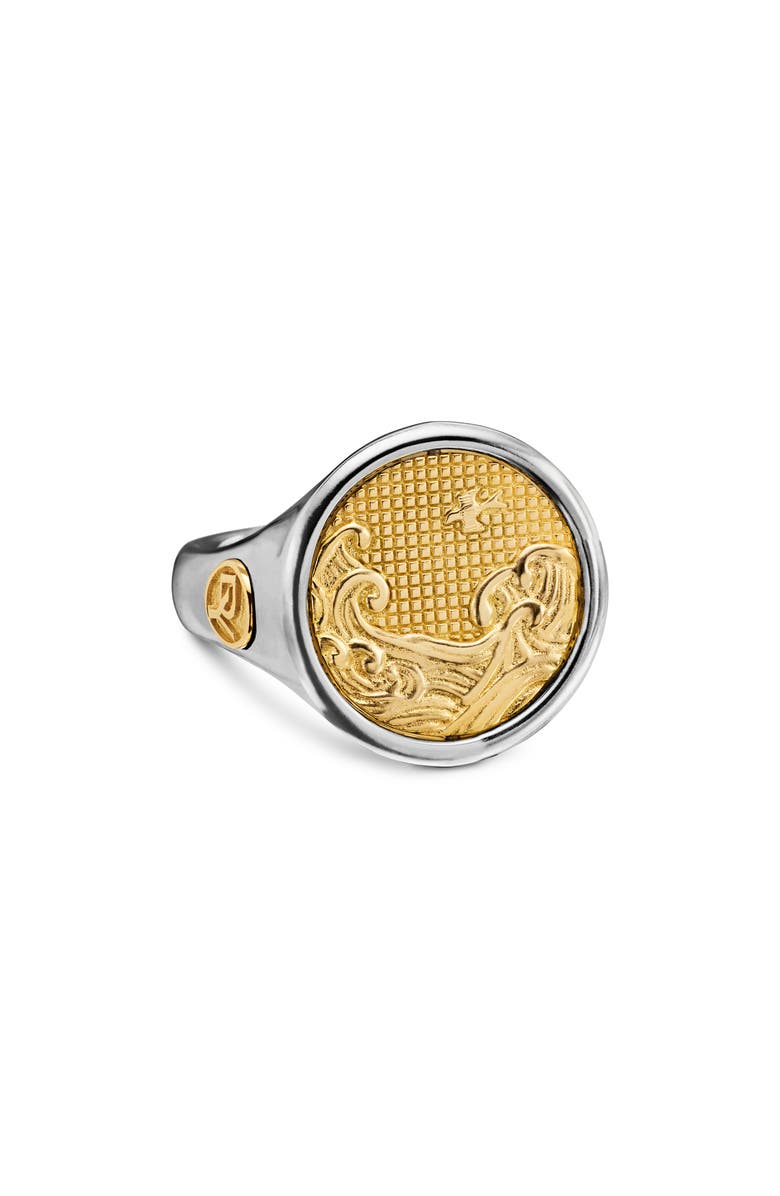 David Yurman Water & Fire Duality Signet Ring in Sterling Silver with 18K Yellow Gold, Main, color, Sterling Silver W/ 18K Gold