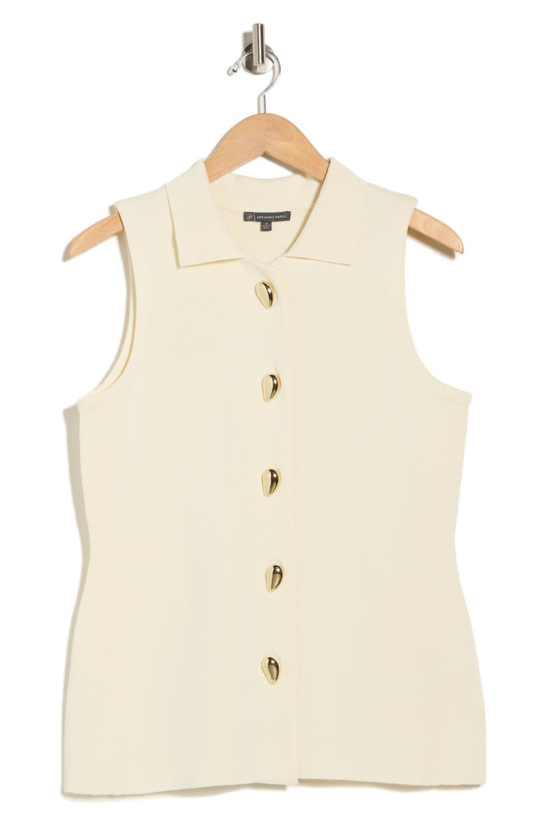 Teardrop Button Sweater Vest, Alternate, color, CREAM