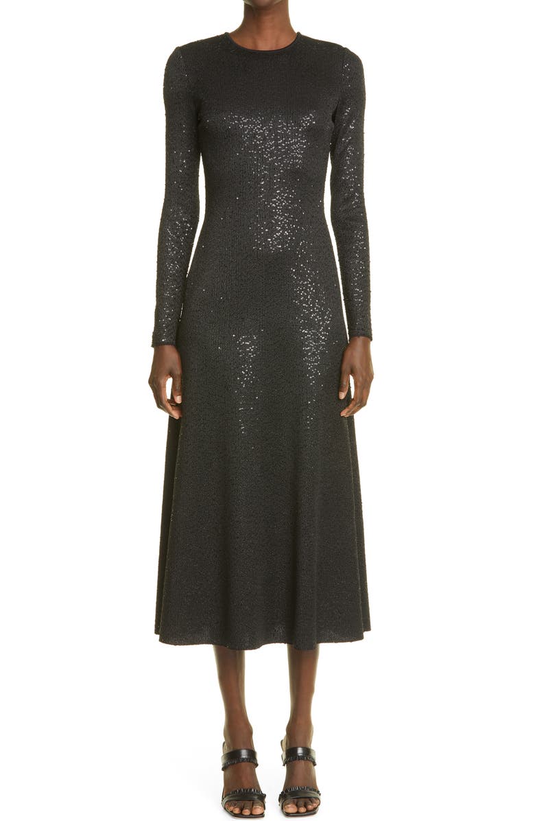 St. John Evening St. John Collection Sequin Knit Fit & Flare Dress, Main, color,