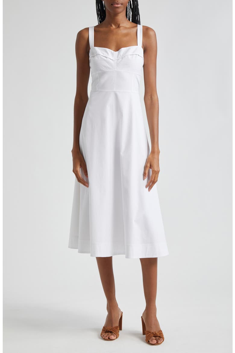 Aila Cotton Blend Midi Sundress, Main, color, WHITE