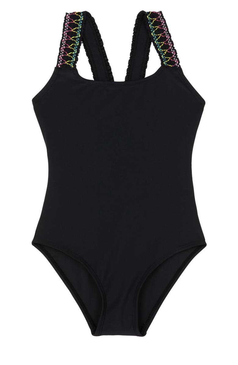 Gottex Kids Ruffle Love Scoop Neck One Piece, Main, color, Black