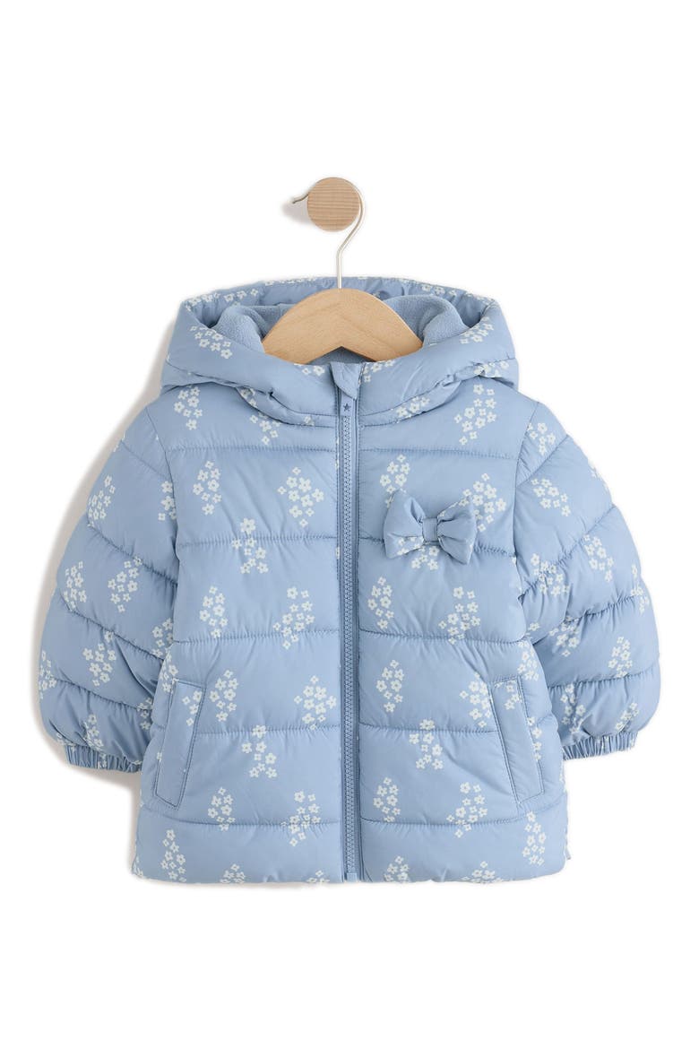 Kids' Ditsy Hooded Puffer Coat, Main, color, BLUE