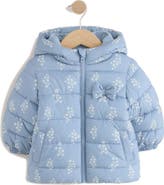 NEXT Kids' Ditsy Hooded Puffer Coat