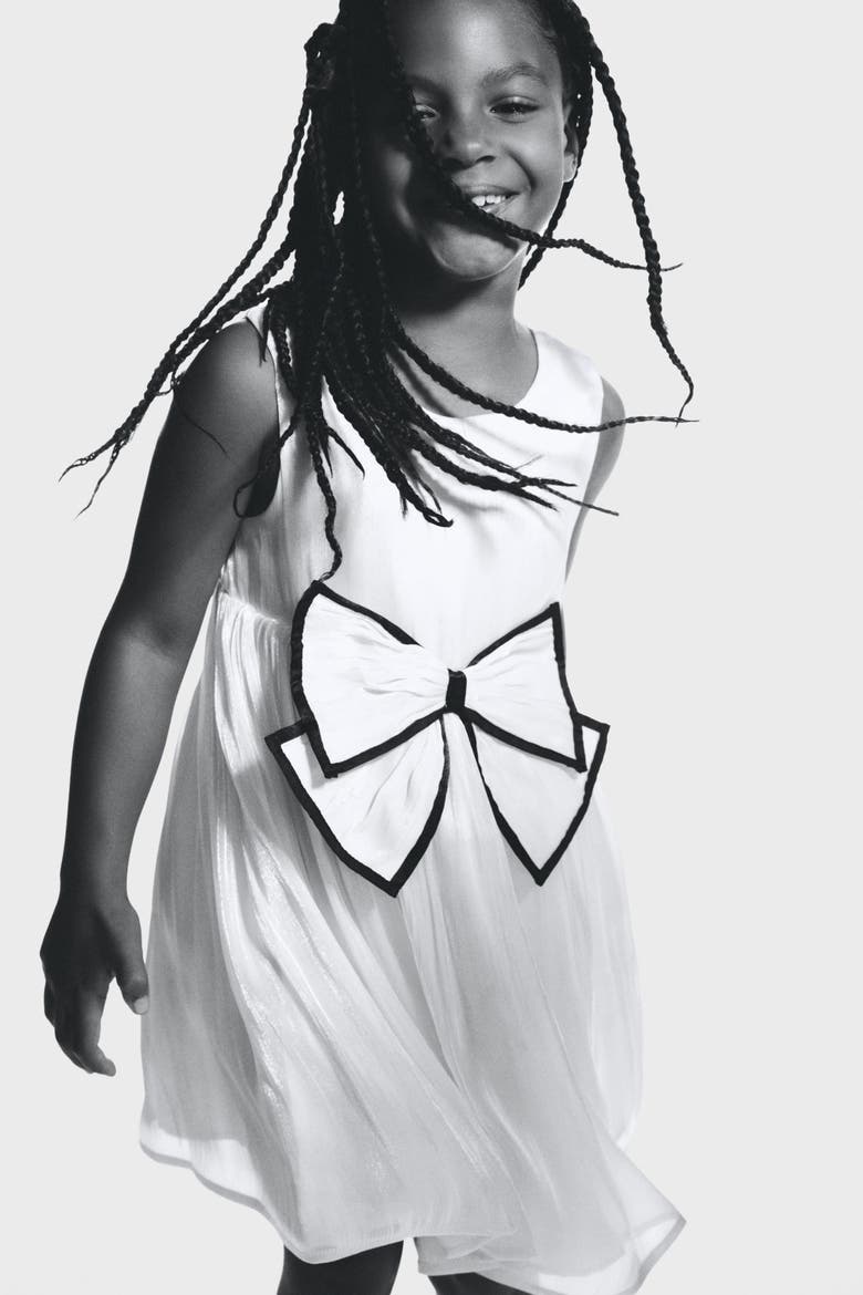 Bow-detail Organza Dress, Alternate, color, White
