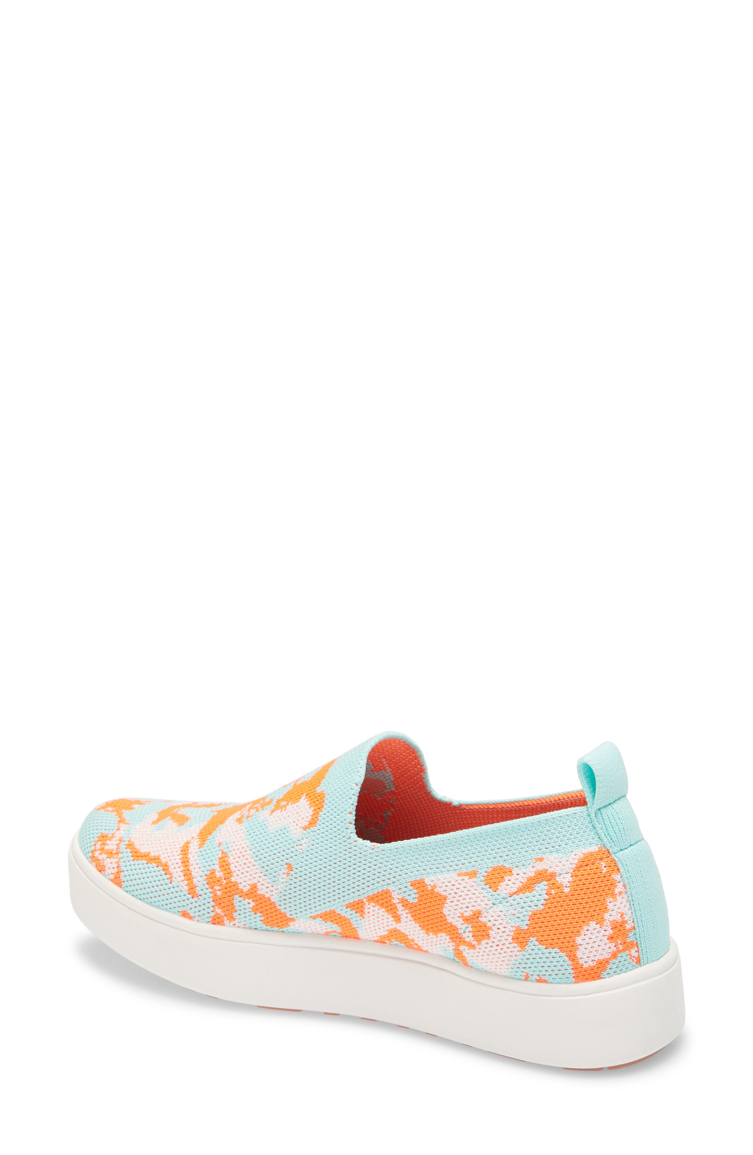 Jenna Slip-On Sneaker, Alternate, color, AQUA NECTARINE FABRIC