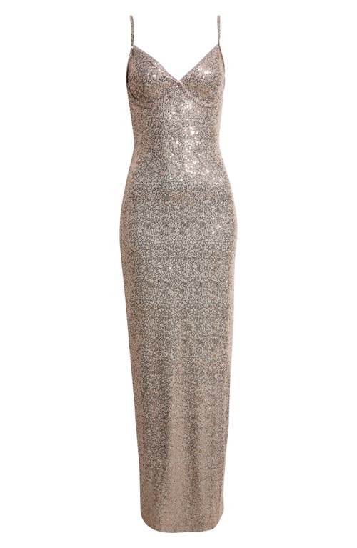St John St. John Luxe Sequin Gown In Silver