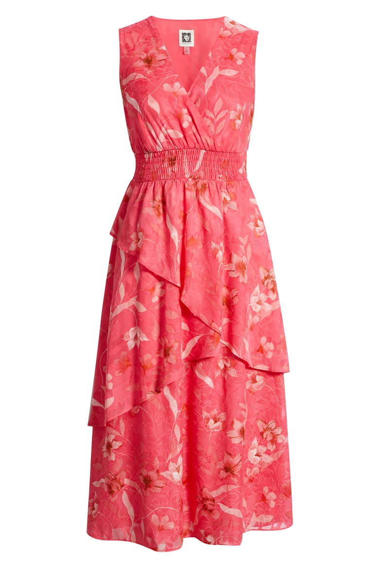 Tiered Asymmetric Midi Dress, Alternate, color, GRENADINE MULTI