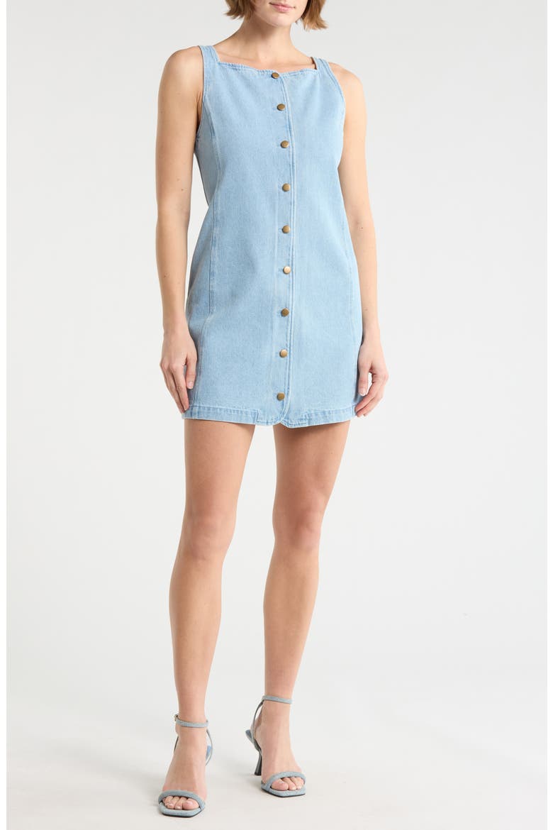 wayf denim dress WAYF Button Front Mini Dress