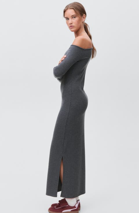 Cutout One-Shoulder Long Sleeve Dress