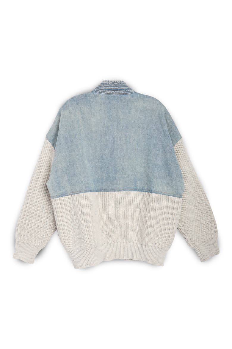 Mixed Media Open Front Cardigan Jakcet, Alternate, color, DENIM
