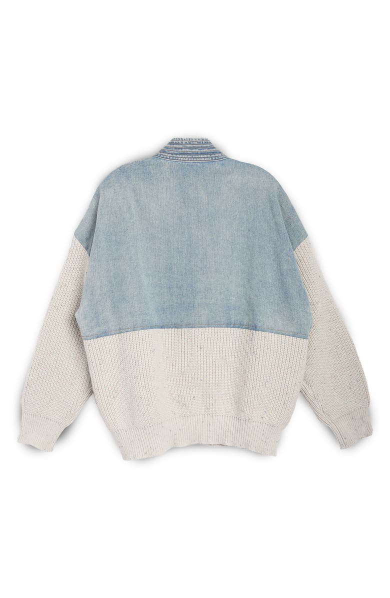 SAACHI Mixed Media Open Front Cardigan Jakcet, Alternate, color, Denim