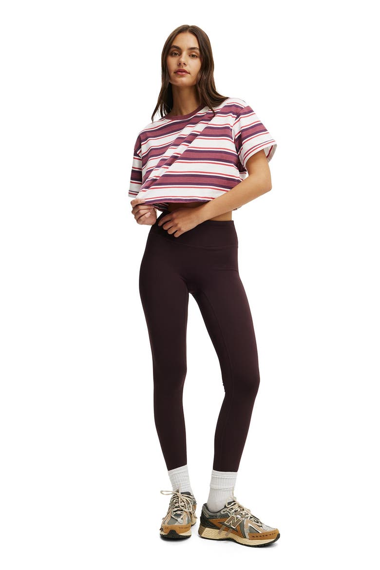 Women's Active Cropped Graphic Active Tee, Alternate, color, White Stripe