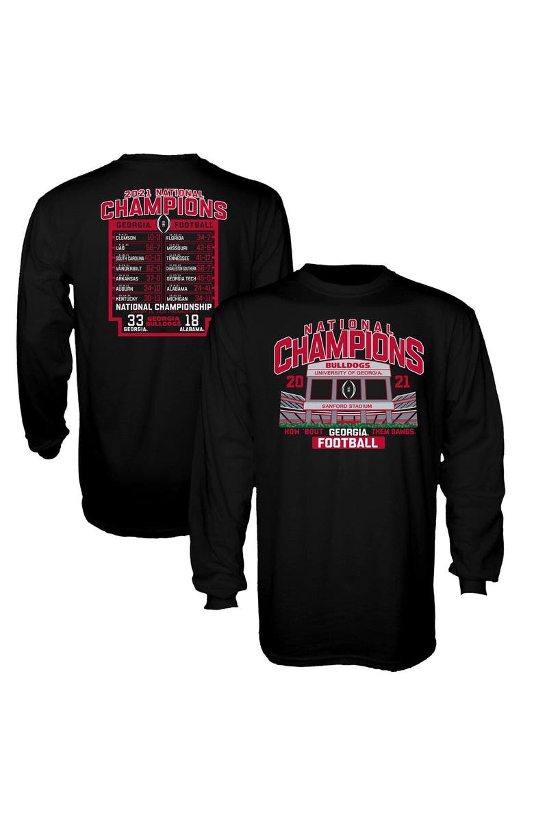 BLUE 84 Men's Blue 84 Black Georgia Bulldogs College Football Playoff 2021 National Champions Stadium Schedule Long Sleeve T-Shirt, Main, color, 