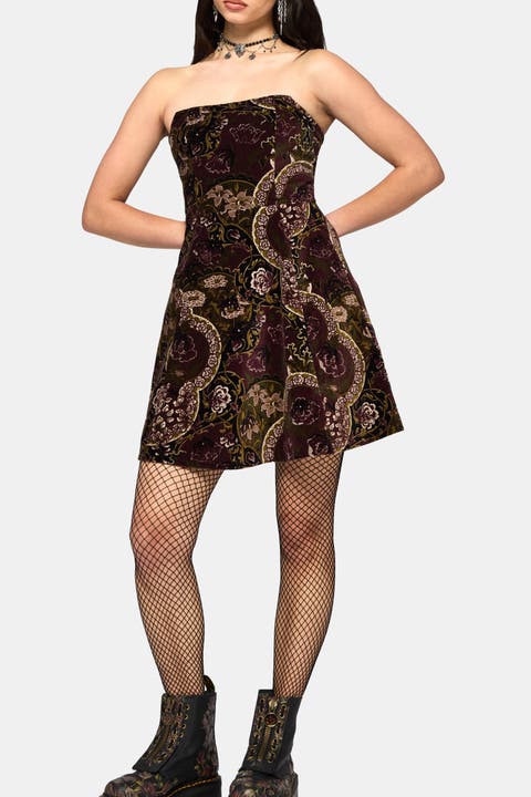 Effie Baroque Strapless Mini Dress