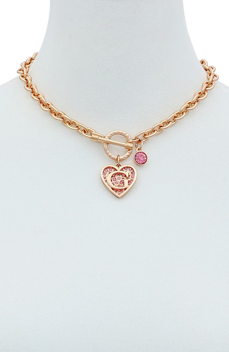 GUESS Heart Logo Pendant Necklace, Alternate, color, 
