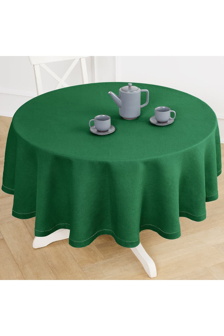 Linen Round Tablecloth - Sonoma Hemstitch, Alternate, color, Green