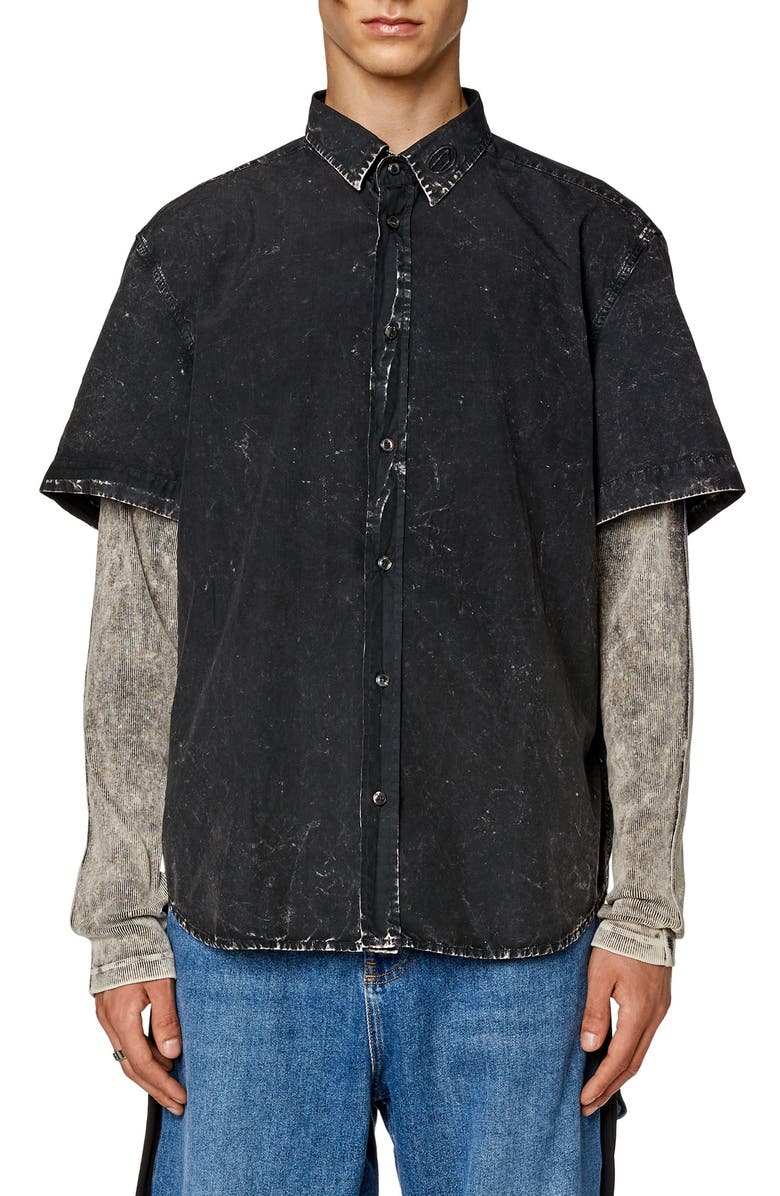 DIESEL<sup>®</sup> Marled Button-Up Shirt, Main, color,