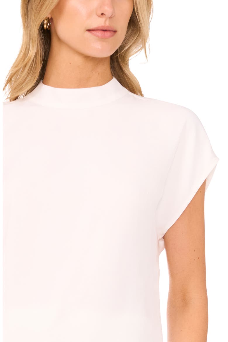 Mock Neck Cap Sleeve Shell, Alternate, color, NEW IVORY