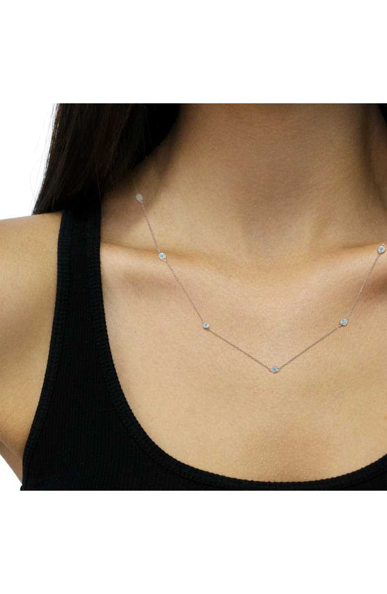 Haus of Brilliance Silver 1.0 Cttw Treated Blue Diamond Bezel Station Necklace, Alternate, color, White