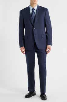 Canali Siena Regular Fit Navy Shadow Stripe Wool Suit