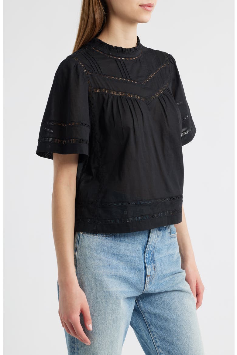 Daisy Open Stitch Top, Alternate, color, BLACK