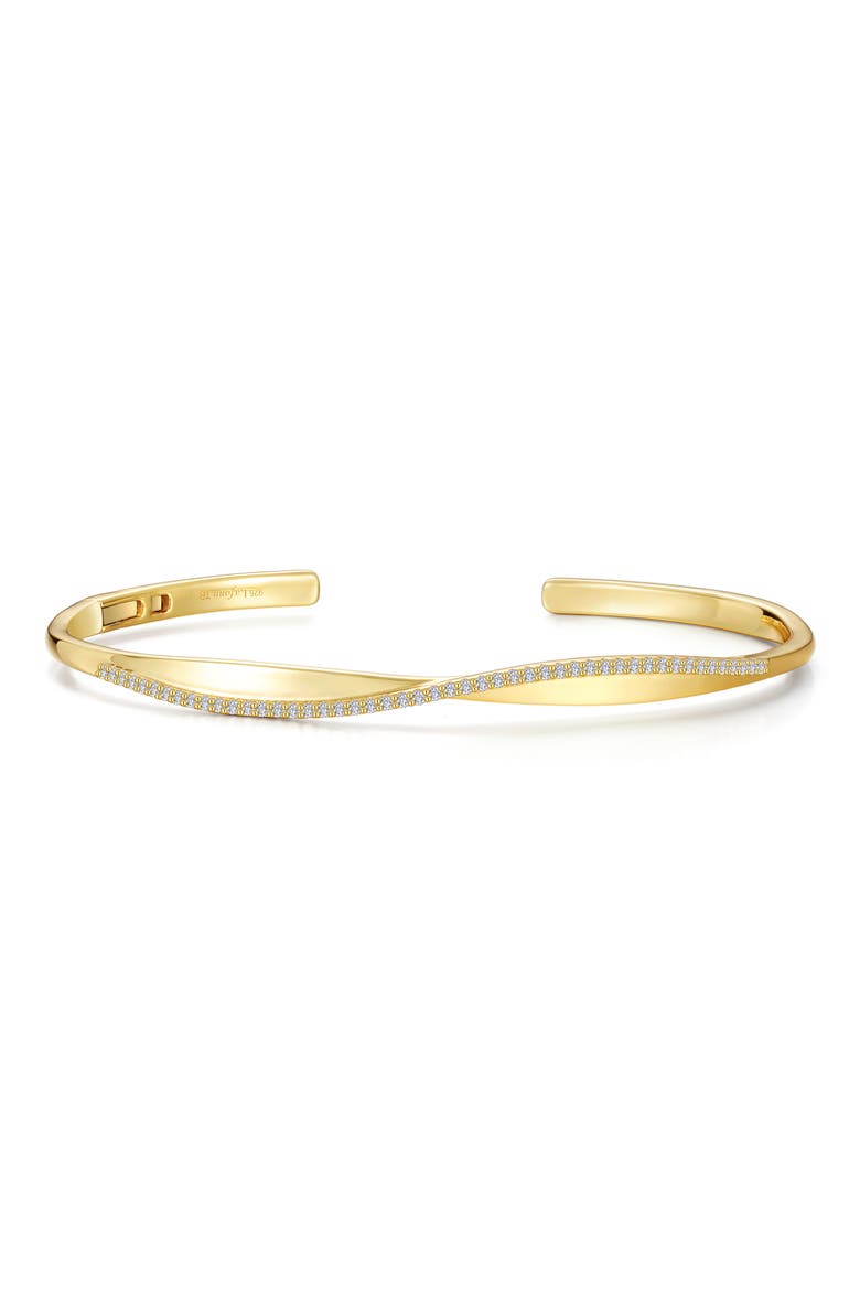 Pavé Simulated Diamond Twisted Bangle Bracelet, Main, color, WHITE/ GOLD