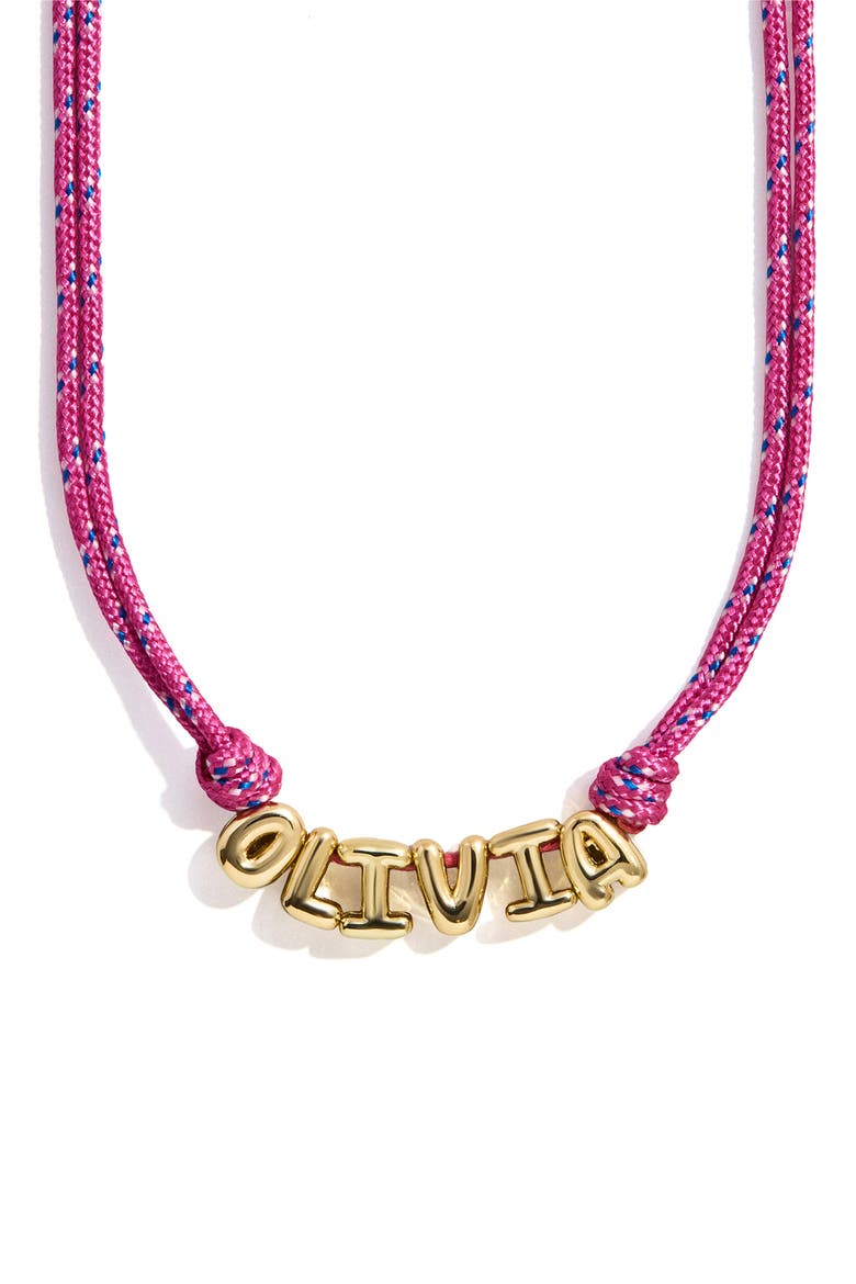Bubble Letter Custom Paracord Necklace, Main, color, PINK
