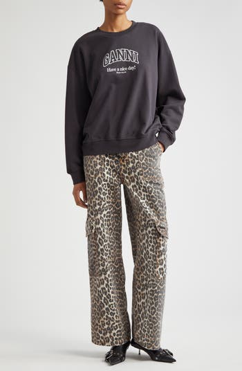 Ganni Angi Leopard Print Cargo Jeans | Nordstrom Ganni Angi Leopard Print Cargo Jeans | Nordstrom